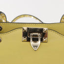 VALENTINO Rock Studs Hand Bag Leather 2way Yellow Gold Auth bs30314-21