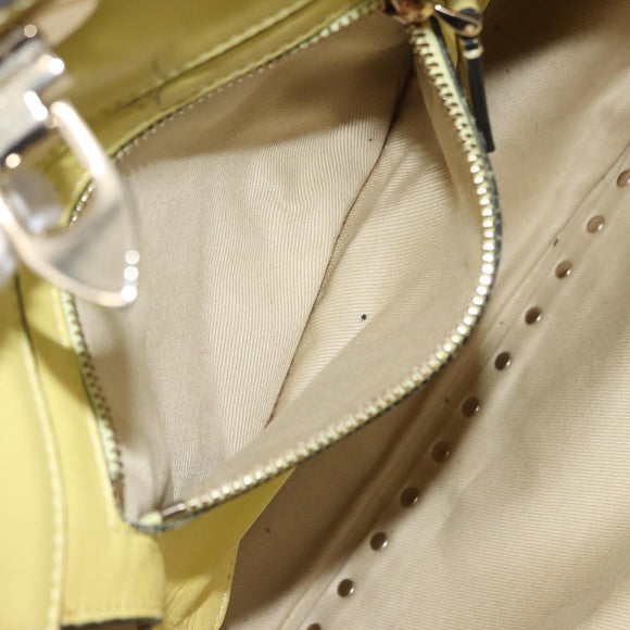 VALENTINO Rock Studs Hand Bag Leather 2way Yellow Gold Auth bs30314