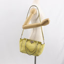 VALENTINO Rock Studs Hand Bag Leather 2way Yellow Gold Auth bs30314-27