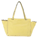VALENTINO Rock Studs Hand Bag Leather 2way Yellow Gold Auth bs30314-2