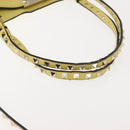VALENTINO Rock Studs Hand Bag Leather 2way Yellow Gold Auth bs30314-8
