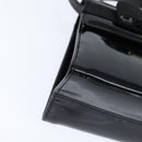 Salvatore Ferragamo Vala Hand Bag Patent leather 2way Black Gold Auth bs30316-12