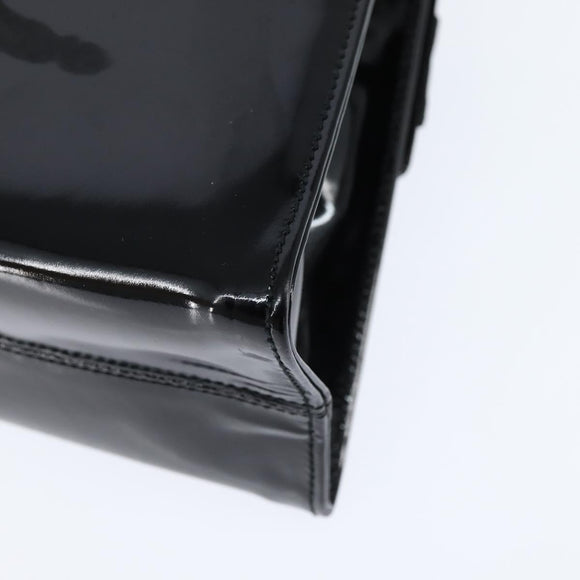 Salvatore Ferragamo Vala Hand Bag Patent leather 2way Black Gold Auth bs30316