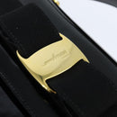 Salvatore Ferragamo Vala Hand Bag Patent leather 2way Black Gold Auth bs30316-16