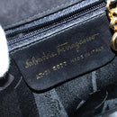 Salvatore Ferragamo Vala Hand Bag Patent leather 2way Black Gold Auth bs30316-18