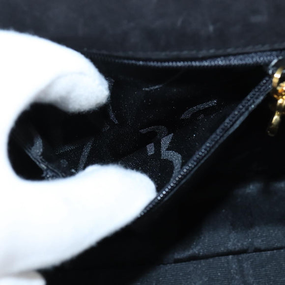 Salvatore Ferragamo Vala Hand Bag Patent leather 2way Black Gold Auth bs30316