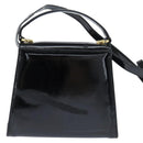 Salvatore Ferragamo Vala Hand Bag Patent leather 2way Black Gold Auth bs30316-3