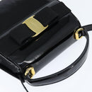 Salvatore Ferragamo Vala Hand Bag Patent leather 2way Black Gold Auth bs30316-6