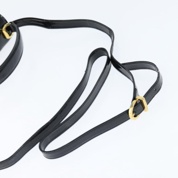 Salvatore Ferragamo Vala Hand Bag Patent leather 2way Black Gold Auth bs30316