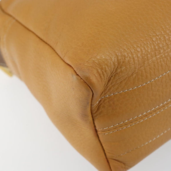 LOEWE Anagram Shoulder Bag Leather Brown Gold Auth bs30317