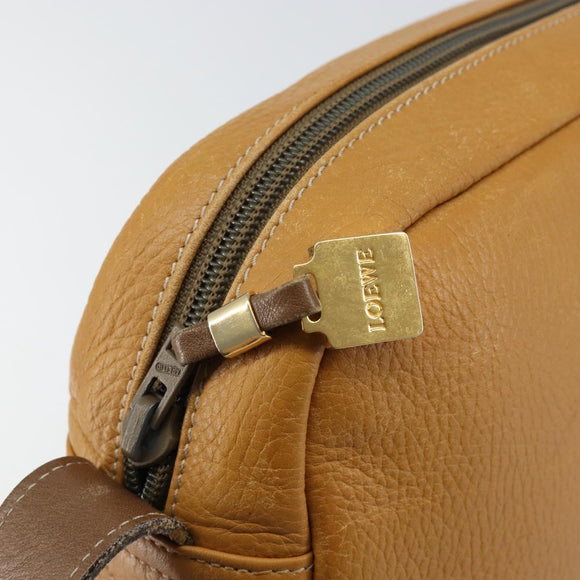 LOEWE Anagram Shoulder Bag Leather Brown Gold Auth bs30317
