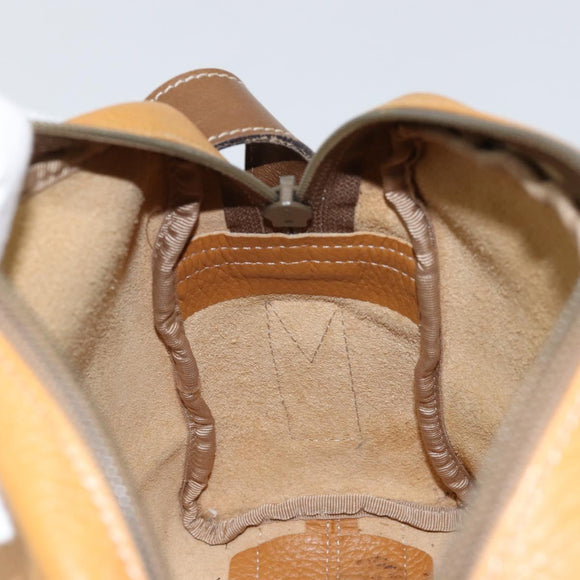 LOEWE Anagram Shoulder Bag Leather Brown Gold Auth bs30317