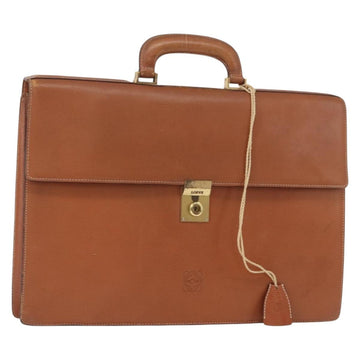 LOEWE Anagram Briefcase Leather Green Gold Auth bs30318