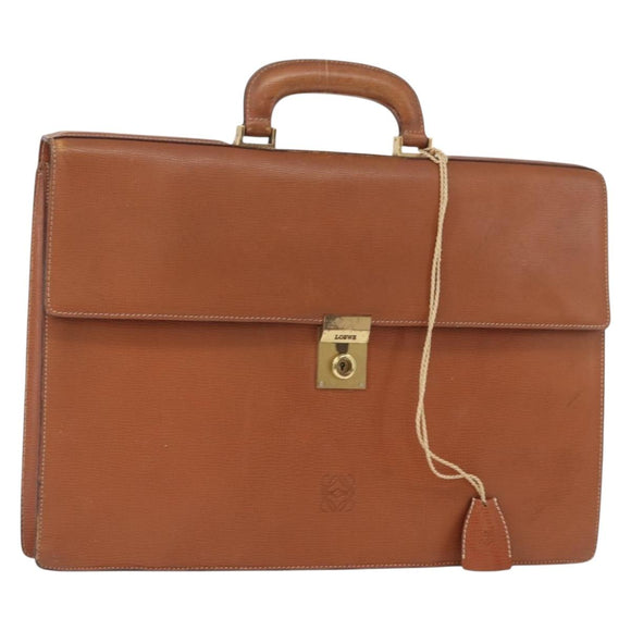 LOEWE Anagram Briefcase Leather Green Gold Auth bs30318