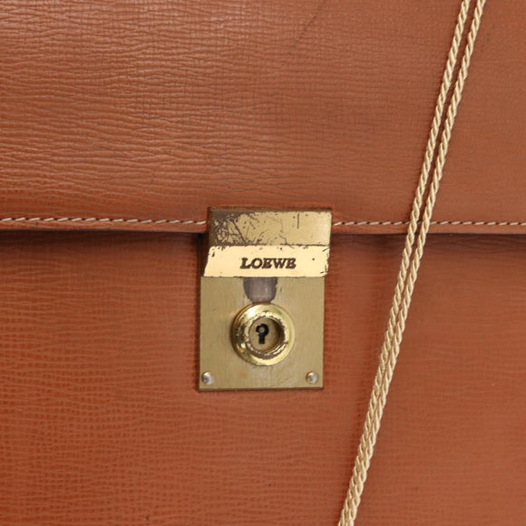 LOEWE Anagram Briefcase Leather Green Gold Auth bs30318