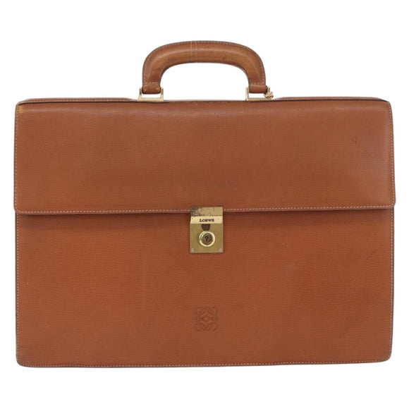 LOEWE Anagram Briefcase Leather Green Gold Auth bs30318