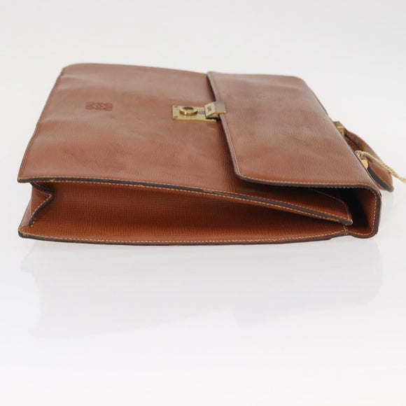 LOEWE Anagram Briefcase Leather Green Gold Auth bs30318