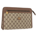 GUCCI GG Supreme Clutch Bag PVC Beige Gold 014 122 6063 Auth bs30320-1