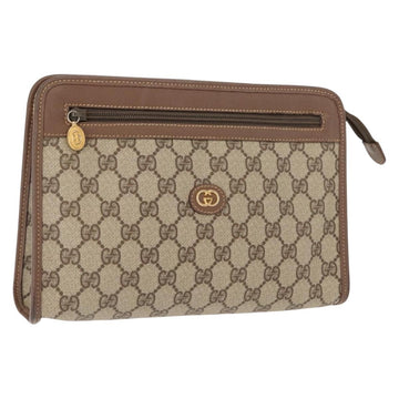 GUCCI GG Supreme Clutch Bag PVC Beige Gold 014 122 6063 Auth bs30320