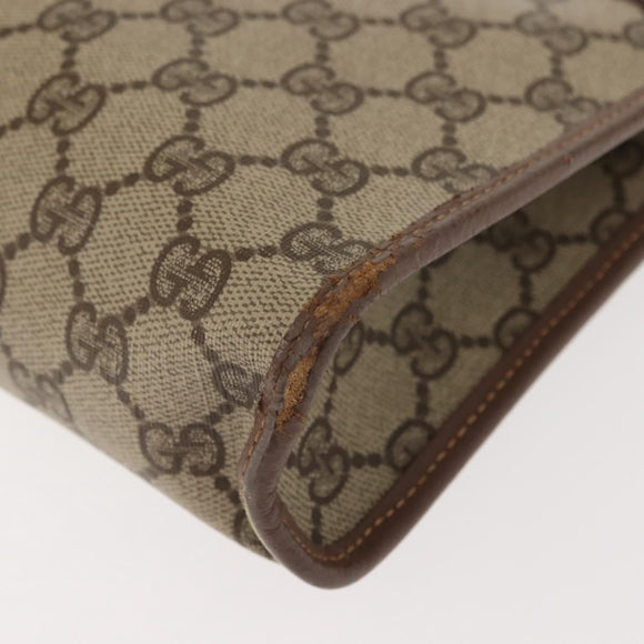GUCCI GG Supreme Clutch Bag PVC Beige Gold 014 122 6063 Auth bs30320