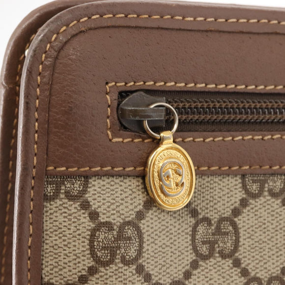 GUCCI GG Supreme Clutch Bag PVC Beige Gold 014 122 6063 Auth bs30320