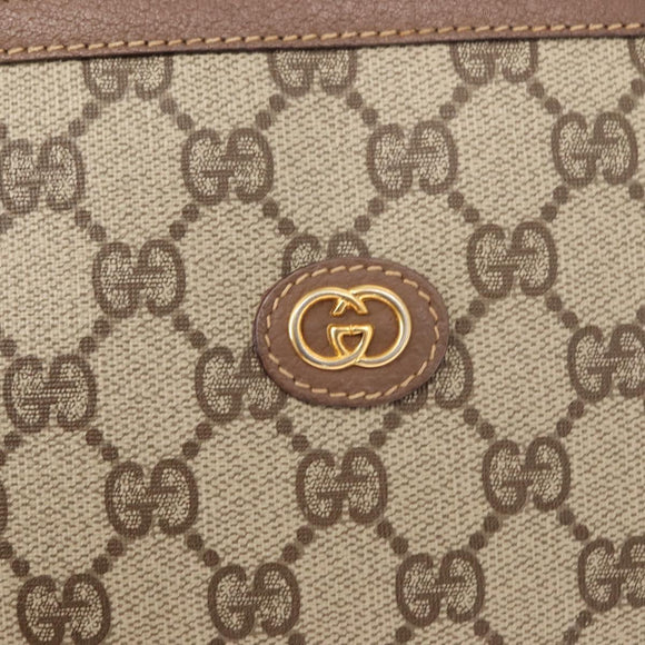 GUCCI GG Supreme Clutch Bag PVC Beige Gold 014 122 6063 Auth bs30320