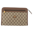 GUCCI GG Supreme Clutch Bag PVC Beige Gold 014 122 6063 Auth bs30320-2