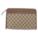 GUCCI GG Supreme Clutch Bag PVC Beige Gold 014 122 6063 Auth bs30320-3