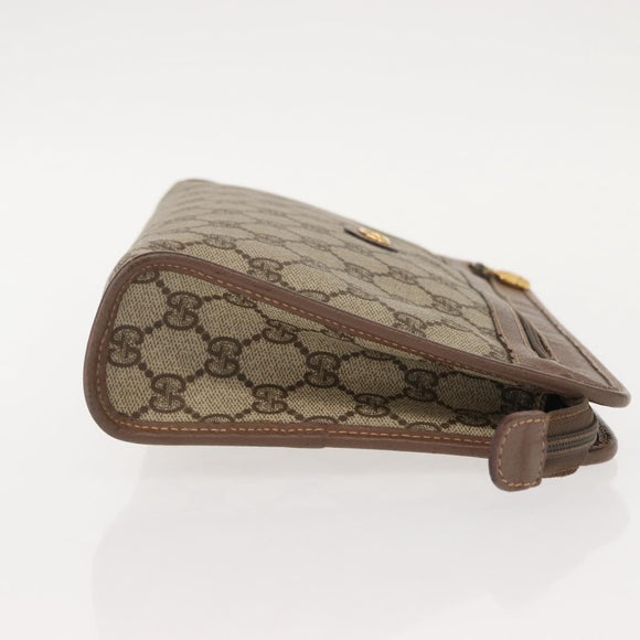 GUCCI GG Supreme Clutch Bag PVC Beige Gold 014 122 6063 Auth bs30320