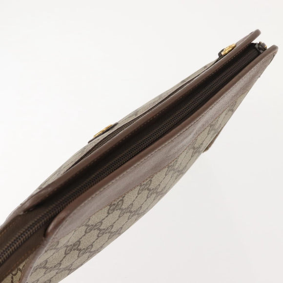 GUCCI GG Supreme Clutch Bag PVC Beige Gold 014 122 6063 Auth bs30320