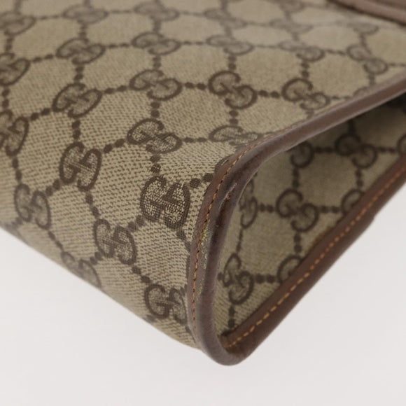 GUCCI GG Supreme Clutch Bag PVC Beige Gold 014 122 6063 Auth bs30320