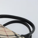 BURBERRY Nova Check Blue Label Hand Bag Nylon Beige Silver Auth bs30323-8