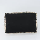 BURBERRY Nova Check Blue Label Hand Bag Nylon Beige Silver Auth bs30323-9