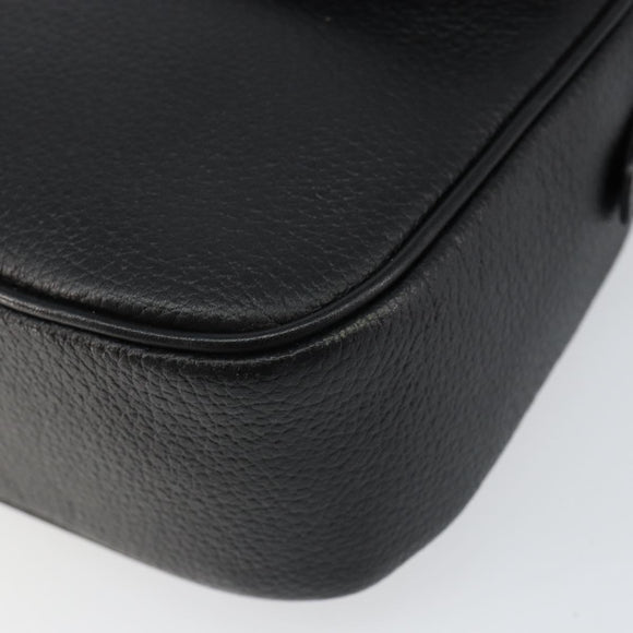 Burberrys Nova Check Shoulder Bag Leather Black Gold Auth bs30325