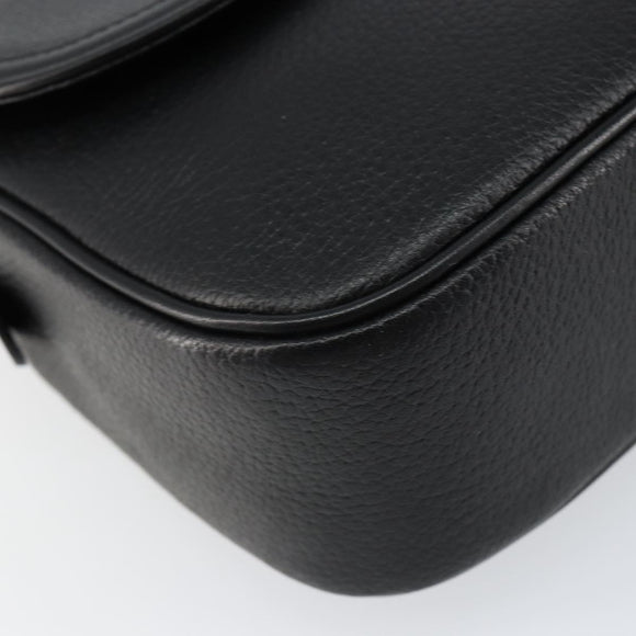 Burberrys Nova Check Shoulder Bag Leather Black Gold Auth bs30325