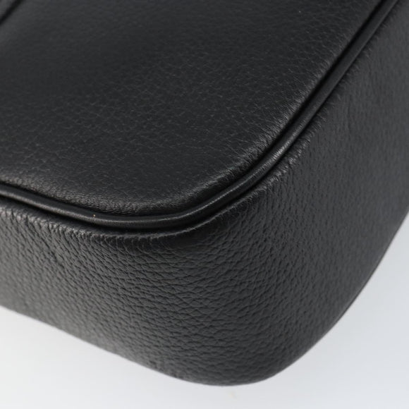 Burberrys Nova Check Shoulder Bag Leather Black Gold Auth bs30325