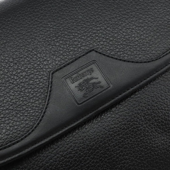 Burberrys Nova Check Shoulder Bag Leather Black Gold Auth bs30325