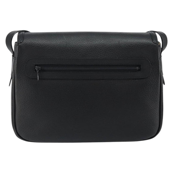 Burberrys Nova Check Shoulder Bag Leather Black Gold Auth bs30325