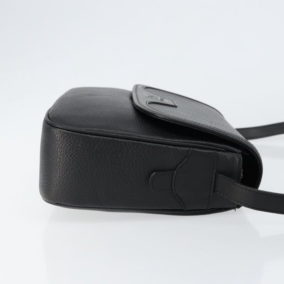 Burberrys Nova Check Shoulder Bag Leather Black Gold Auth bs30325