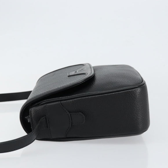 Burberrys Nova Check Shoulder Bag Leather Black Gold Auth bs30325