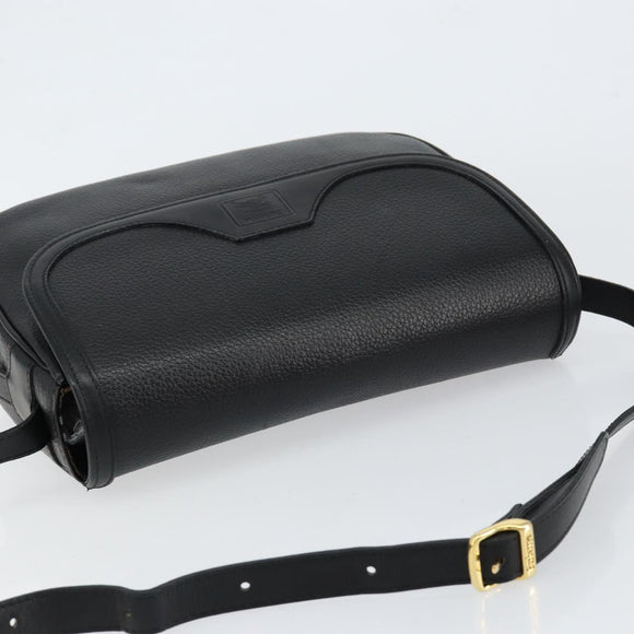 Burberrys Nova Check Shoulder Bag Leather Black Gold Auth bs30325