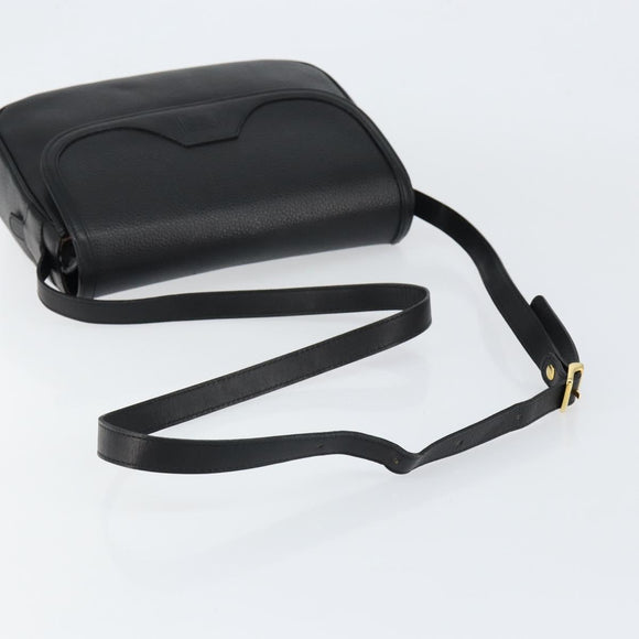 Burberrys Nova Check Shoulder Bag Leather Black Gold Auth bs30325