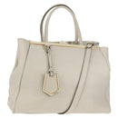 FENDI 2Jours Hand Bag Leather 2way White Gold Auth bs30333-1