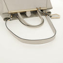 FENDI 2Jours Hand Bag Leather 2way White Gold Auth bs30333-10