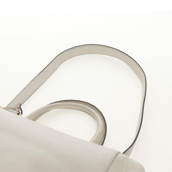 FENDI 2Jours Hand Bag Leather 2way White Gold Auth bs30333