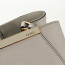 FENDI 2Jours Hand Bag Leather 2way White Gold Auth bs30333-19