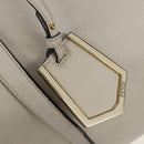 FENDI 2Jours Hand Bag Leather 2way White Gold Auth bs30333-20