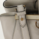 FENDI 2Jours Hand Bag Leather 2way White Gold Auth bs30333-21