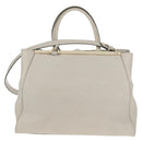 FENDI 2Jours Hand Bag Leather 2way White Gold Auth bs30333-13