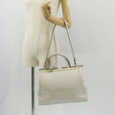 FENDI 2Jours Hand Bag Leather 2way White Gold Auth bs30333-28